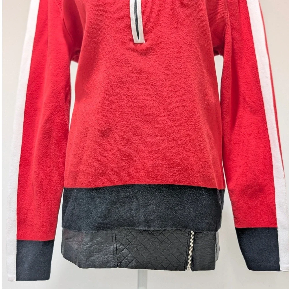 Lauren Active Ralph Lauren Red Colorblock‎ 1/4 Zip Sweater White Trim XL